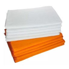 Pano Flanela Multiuso 28x48 Limpeza Geral Branca / Laranja